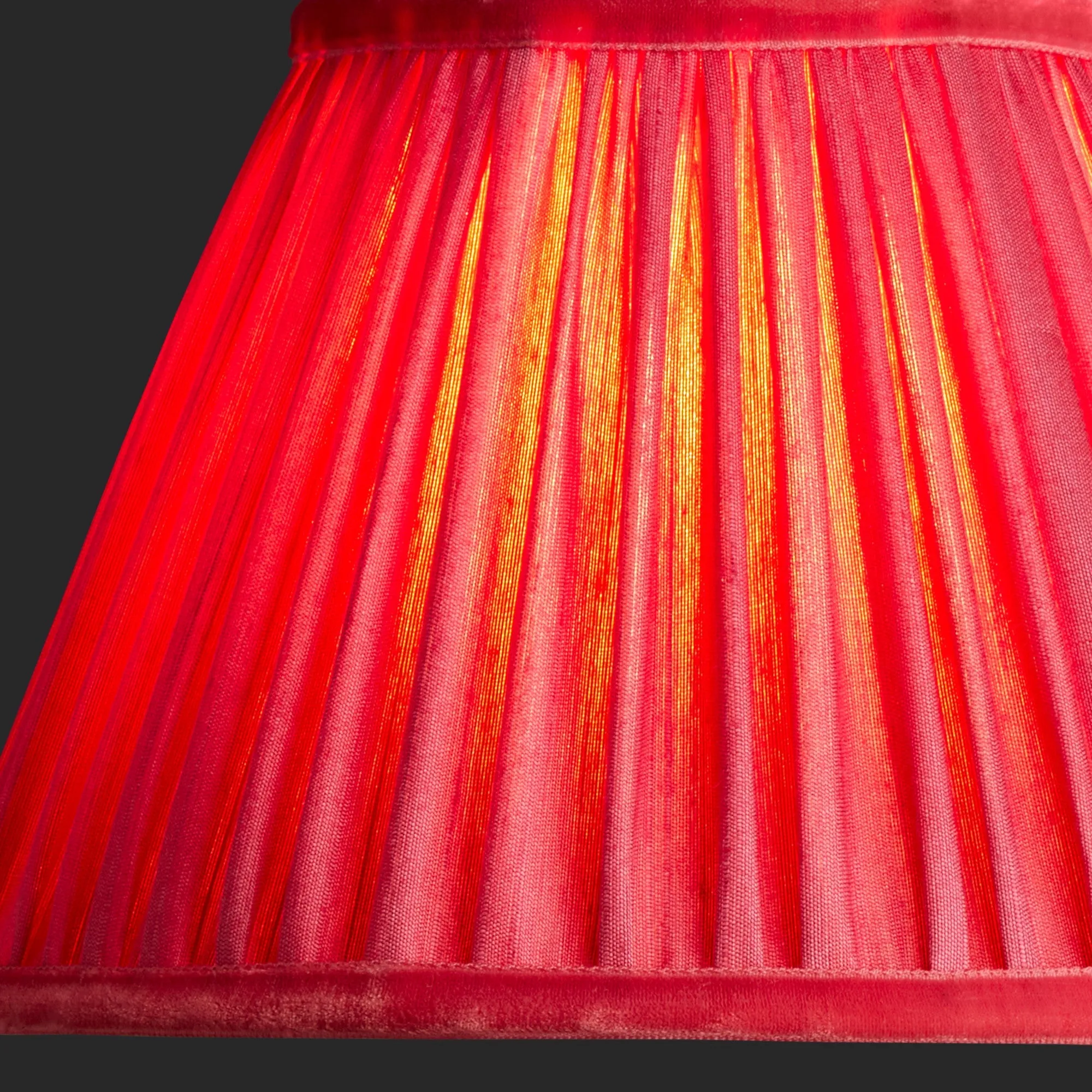 25cm empire shade in ruby silk with velvet tape