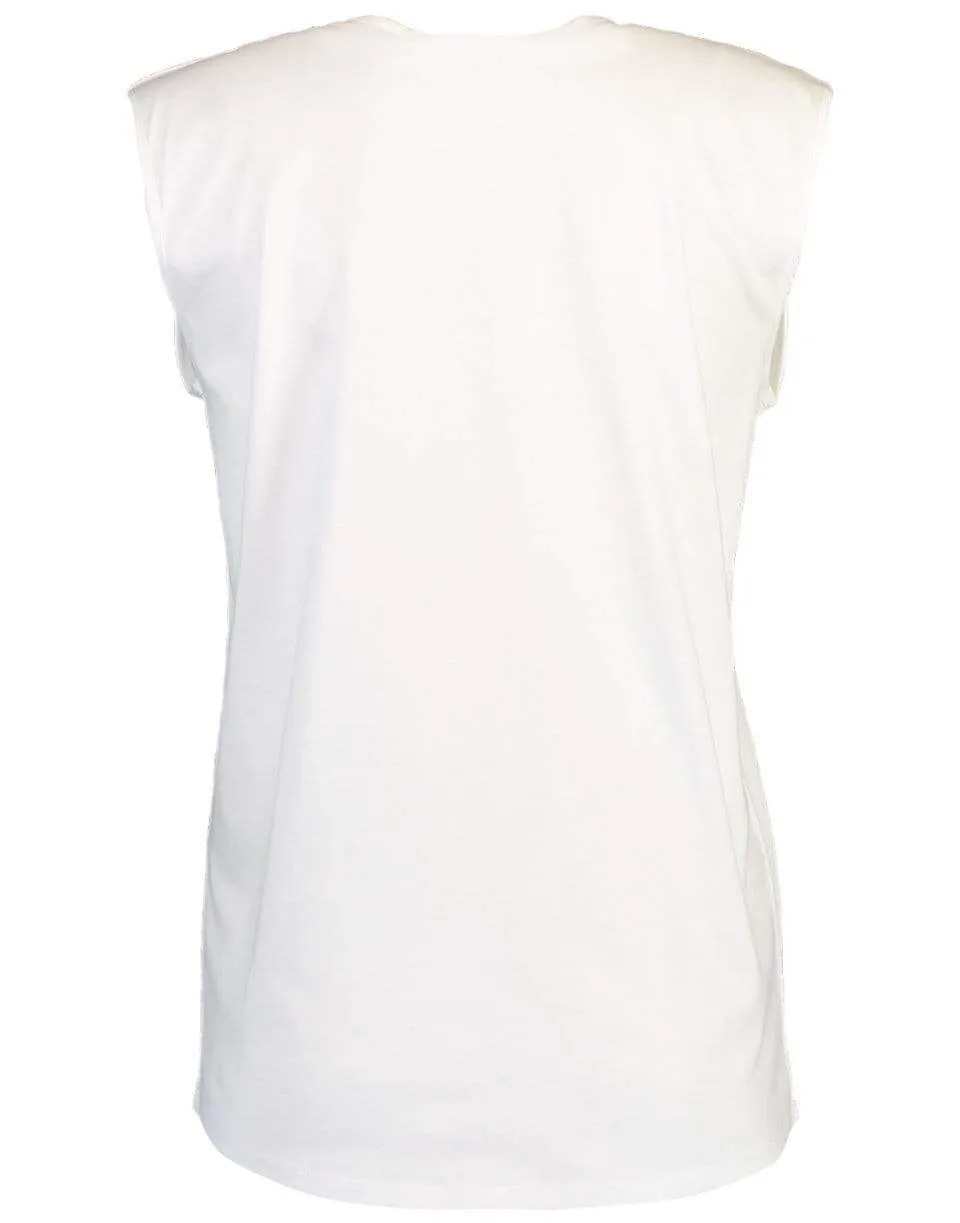 3 Button Balmain Printed Tank Top - Gab Blanc