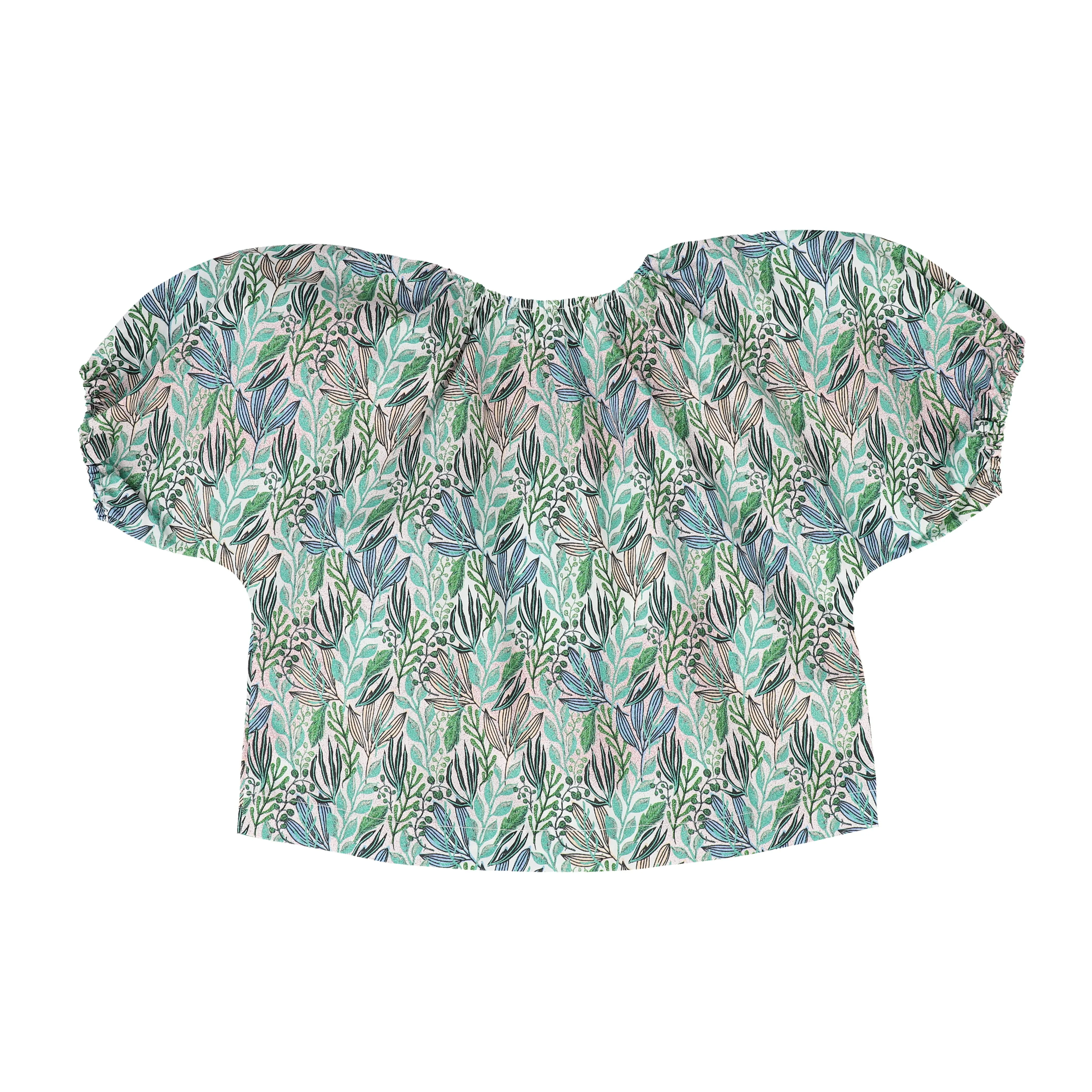 BE FOR ALL PRINTED FLORAL PUFF SLEEVE TOP [FINAL SALE]