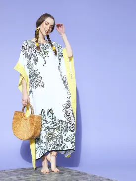White Sunflowers And Lilies Resortwear Kaftan